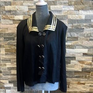 Fresa Savvy Elegant Black Jacket with Gold Accents